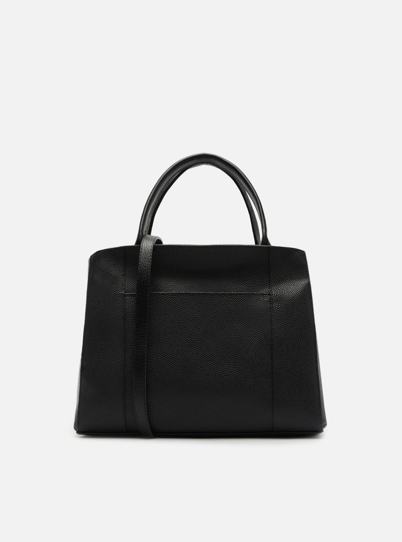 Bolsa Tote Preta Couro Bella Média — foto 3