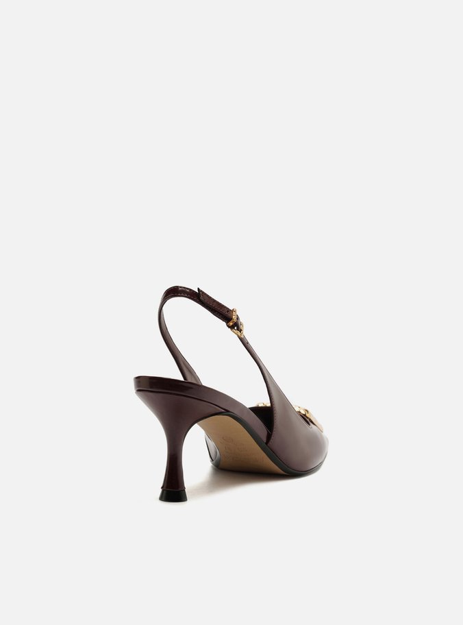 Scarpin Vermelho Slingback Salto Médio Verniz