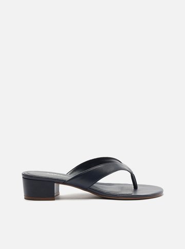 Tamanco Azul Salto Baixo Tiras Flip Flop