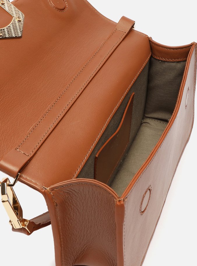 Bolsa Tiracolo Marrom Couro A001.2 Média