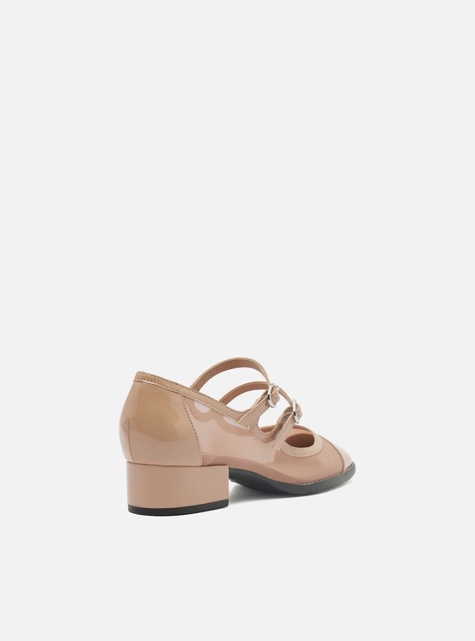 Sapato Boneca Rosa Tela Bloco Cap Toe