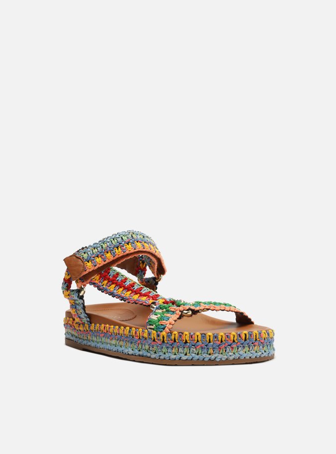 Sandália Marrom Flatform Crochê Color Mya