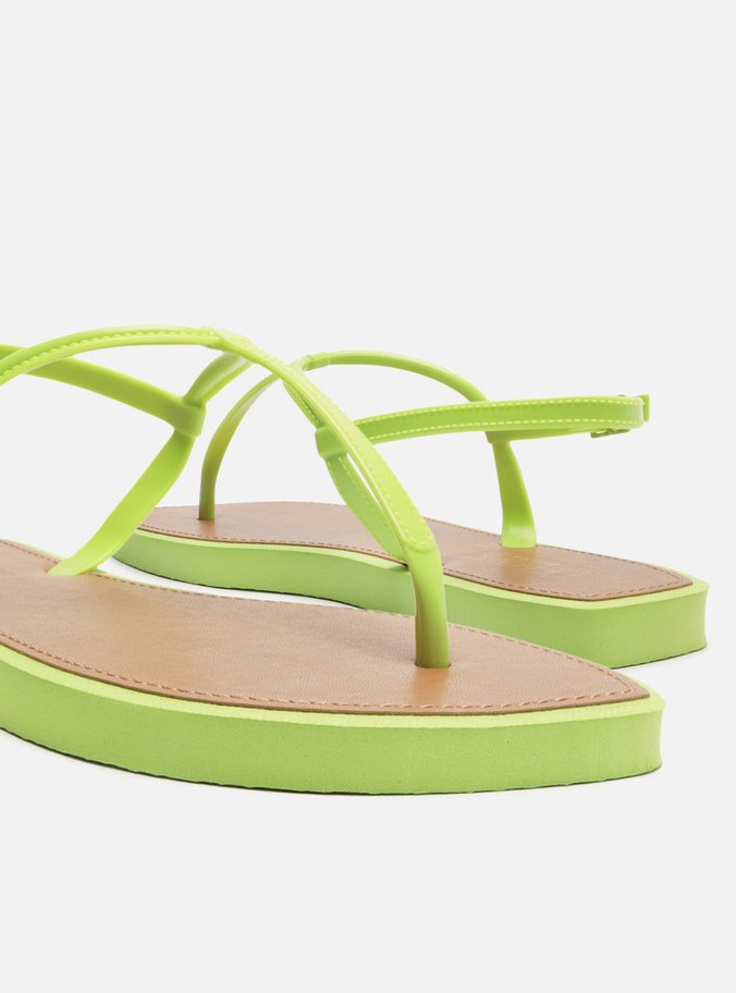 Sandália Rasteira Verde Lima Slim Leaf Thong