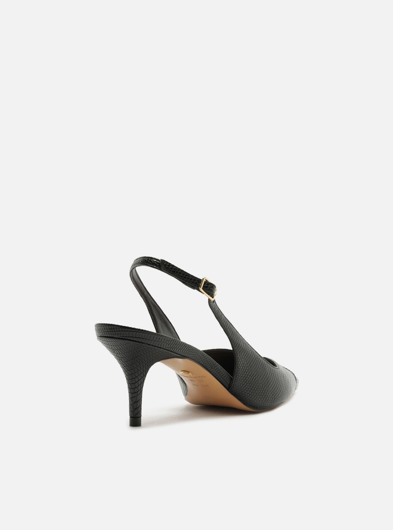 Scarpin Preto Lizard Salto Kitten Slingback — foto 3
