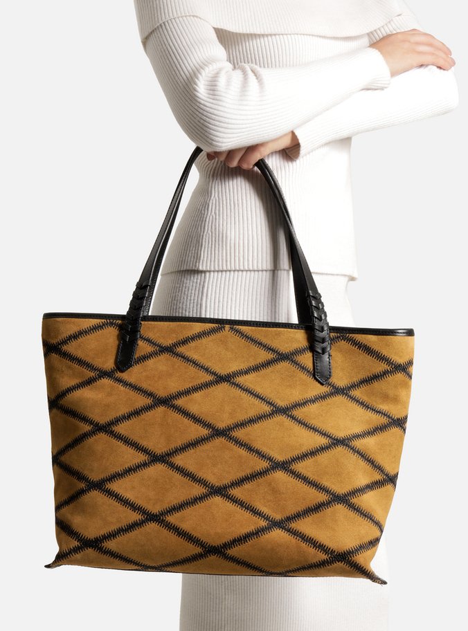 Bolsa Shopping Marrom Couro Grande Matelassê