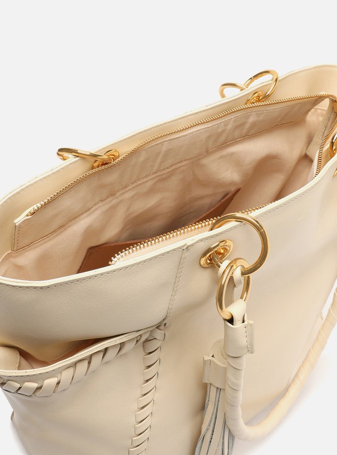 Bolsa Shopping Off-White Couro Grande Trançada Barbicacho