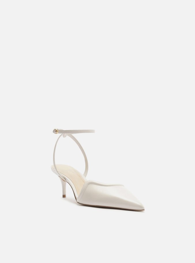 Scarpin Branco Couro Salto Kitten Recorte Curvo