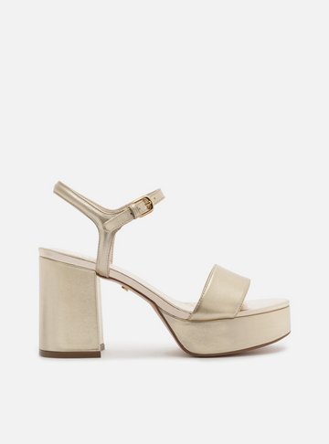 Sandália Dourada Couro Meia Pata Básica