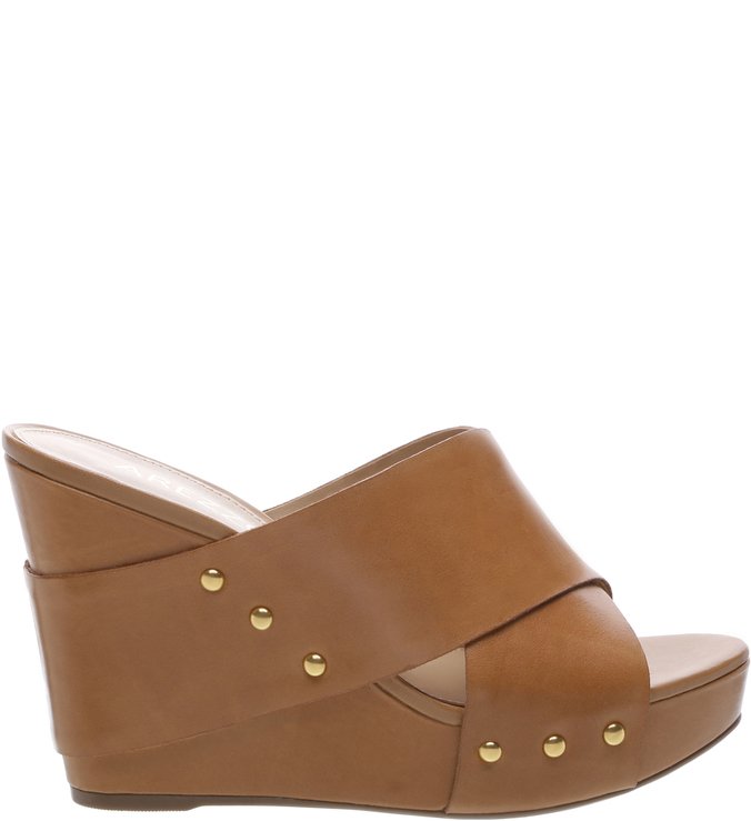 Mule Couro Tiras Natural Tan