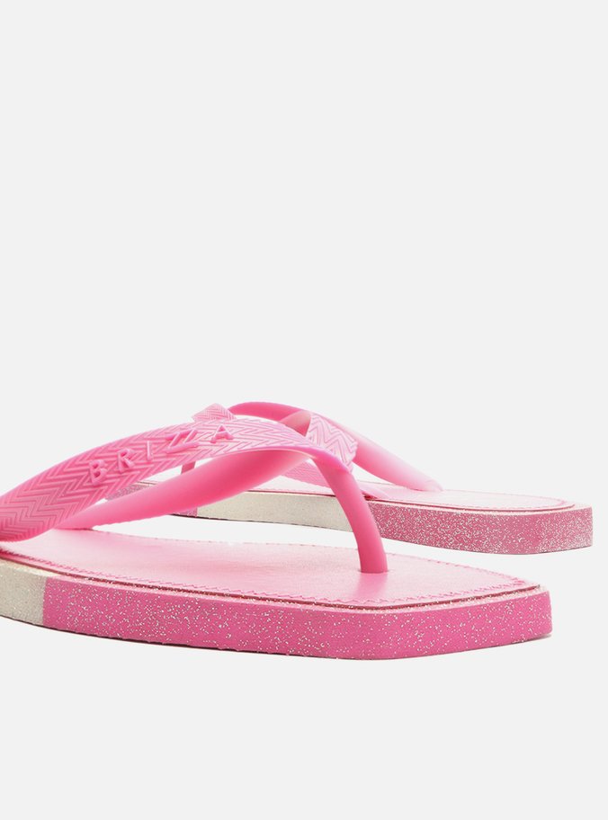 Chinelo de Dedo Rosa Glitter Square Brizza
