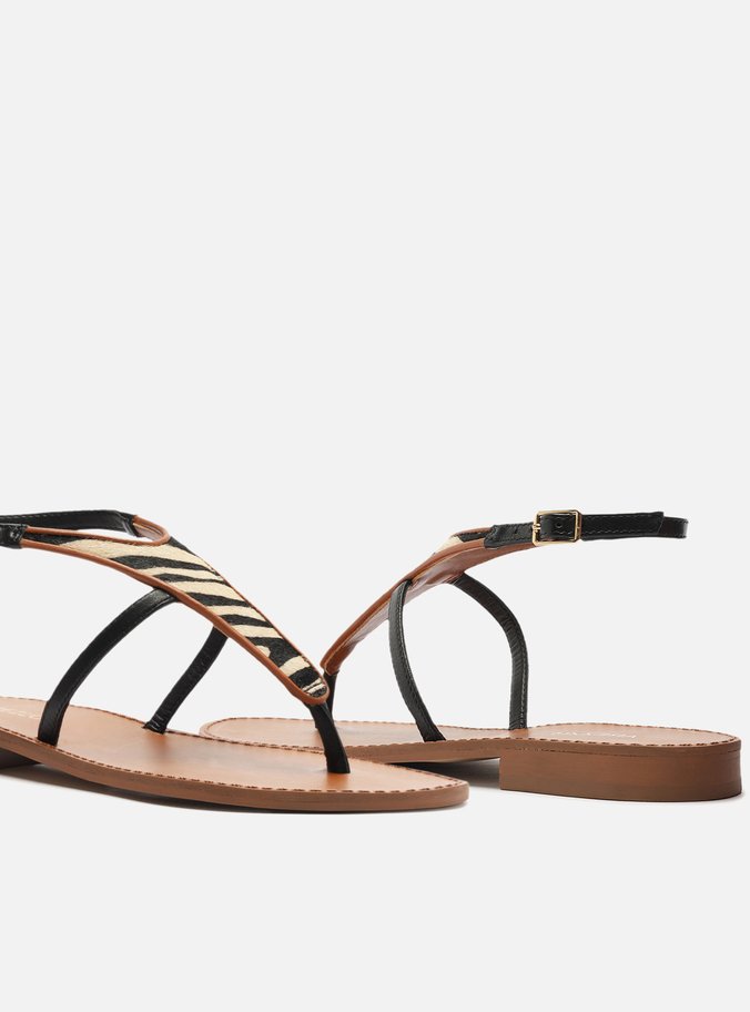 Sandália Rasteira Animal Print Tira Larga