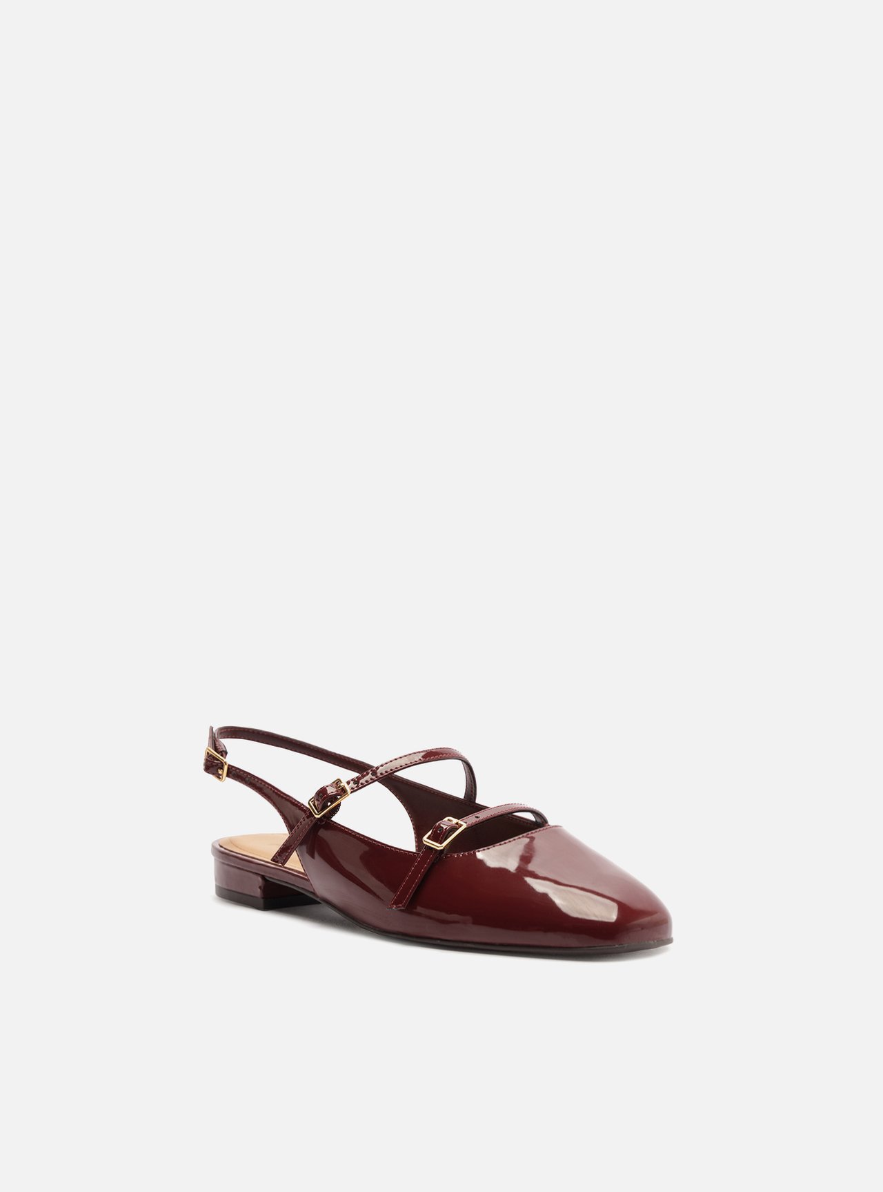 Sapatilha Vinho Verniz Tiras Slingback — foto 2