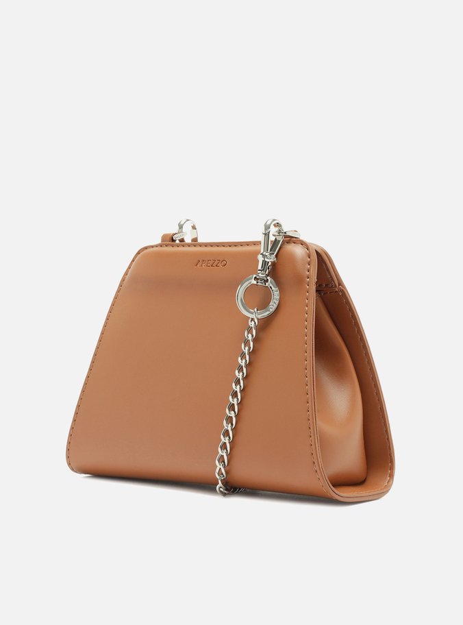 Bolsa Clutch Marrom Pequena Botão