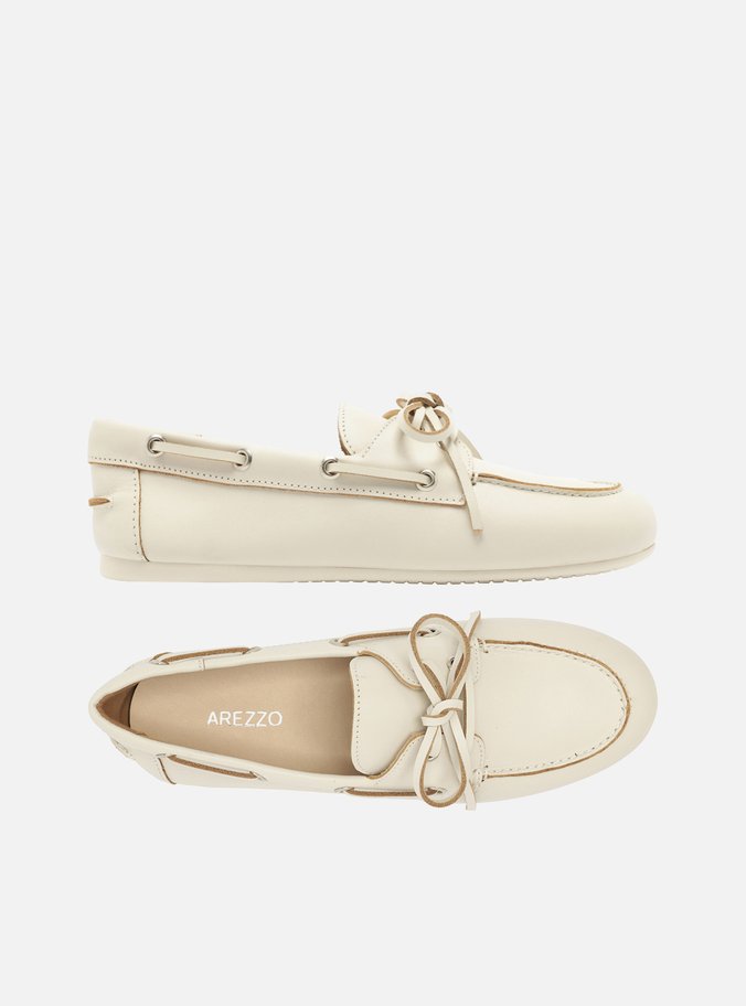 Mocassim Dockside Branco Couro Amarração