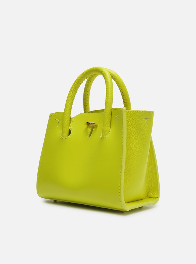 Bolsa Tote Amarela Couro Pequena Olie