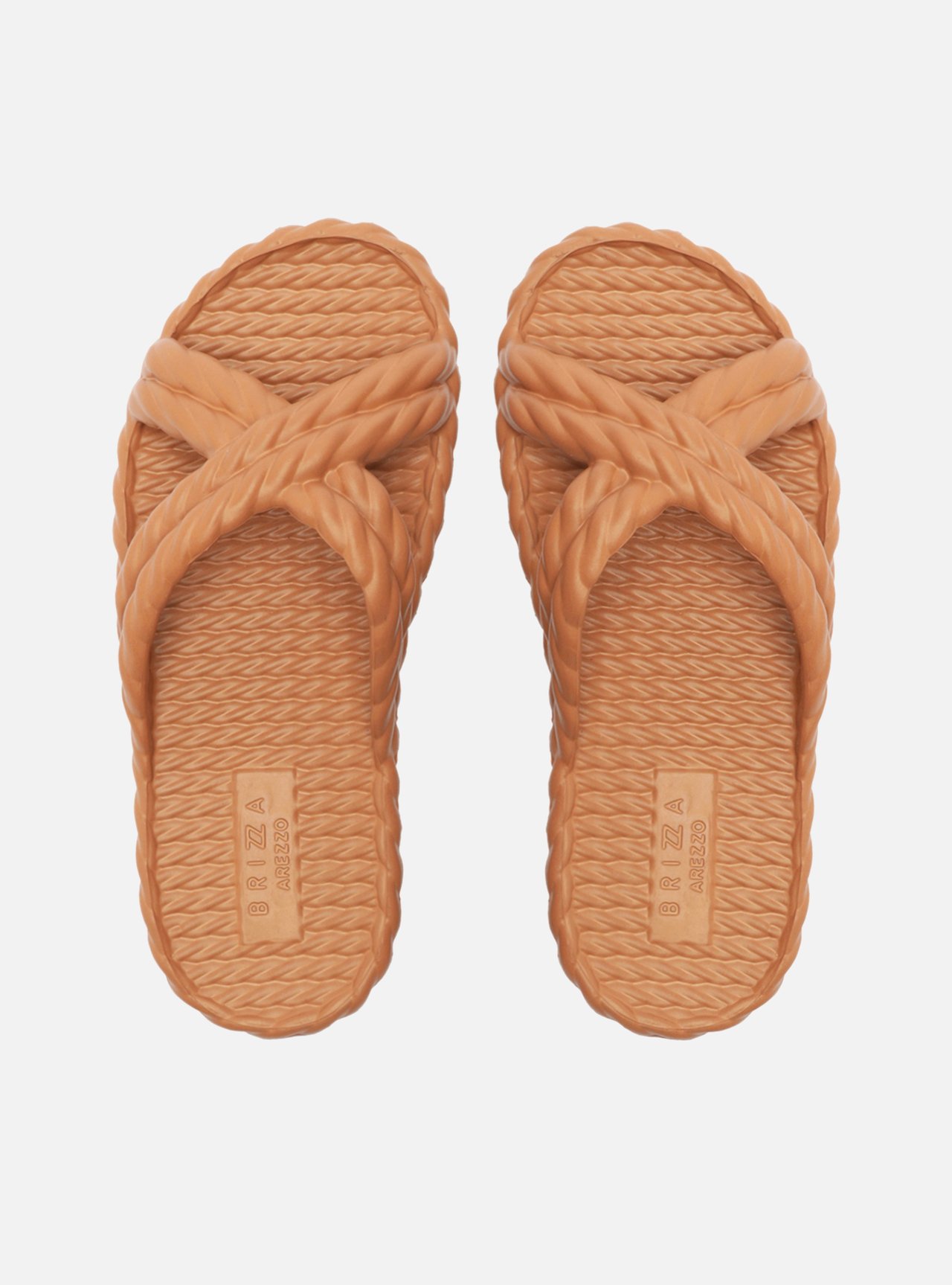 AREZZO Brizza*プラットフォーム*Cobre lizada Marrocos Sun Sandália Rasteira Marrom Marrocos Brizza | Arezzo
