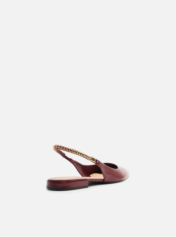 Sapatilha Vermelha Verniz Slingback Corrente