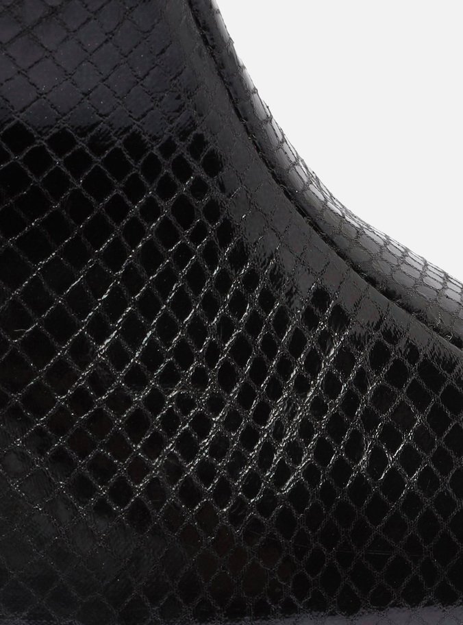 Bota Preta Snake Cano Médio Salto Fino
