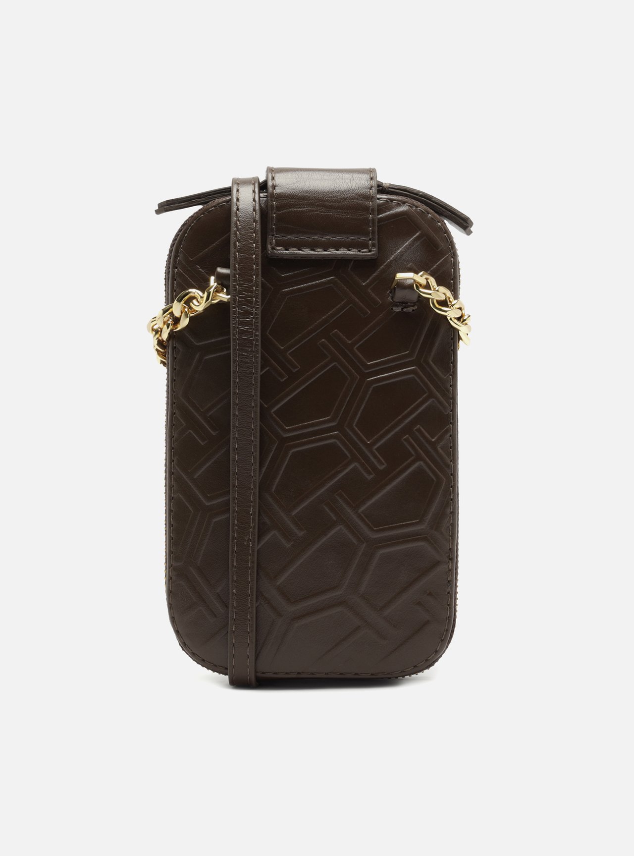 Bolsa Porta Celular Marrom Couro Pequena Corrente — foto 3