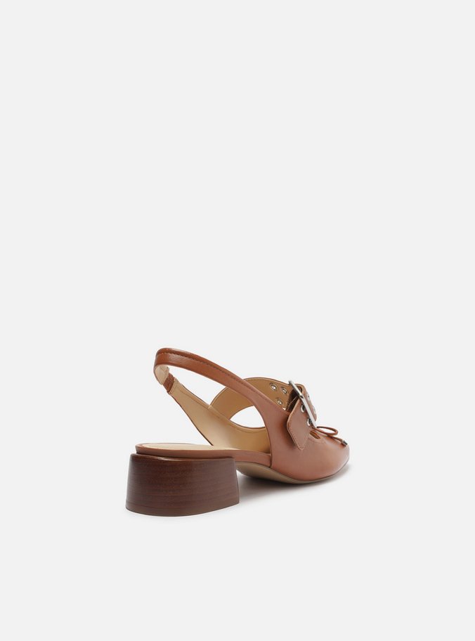 Sapato Boneca Marrom Couro Salto Bloco Fivela