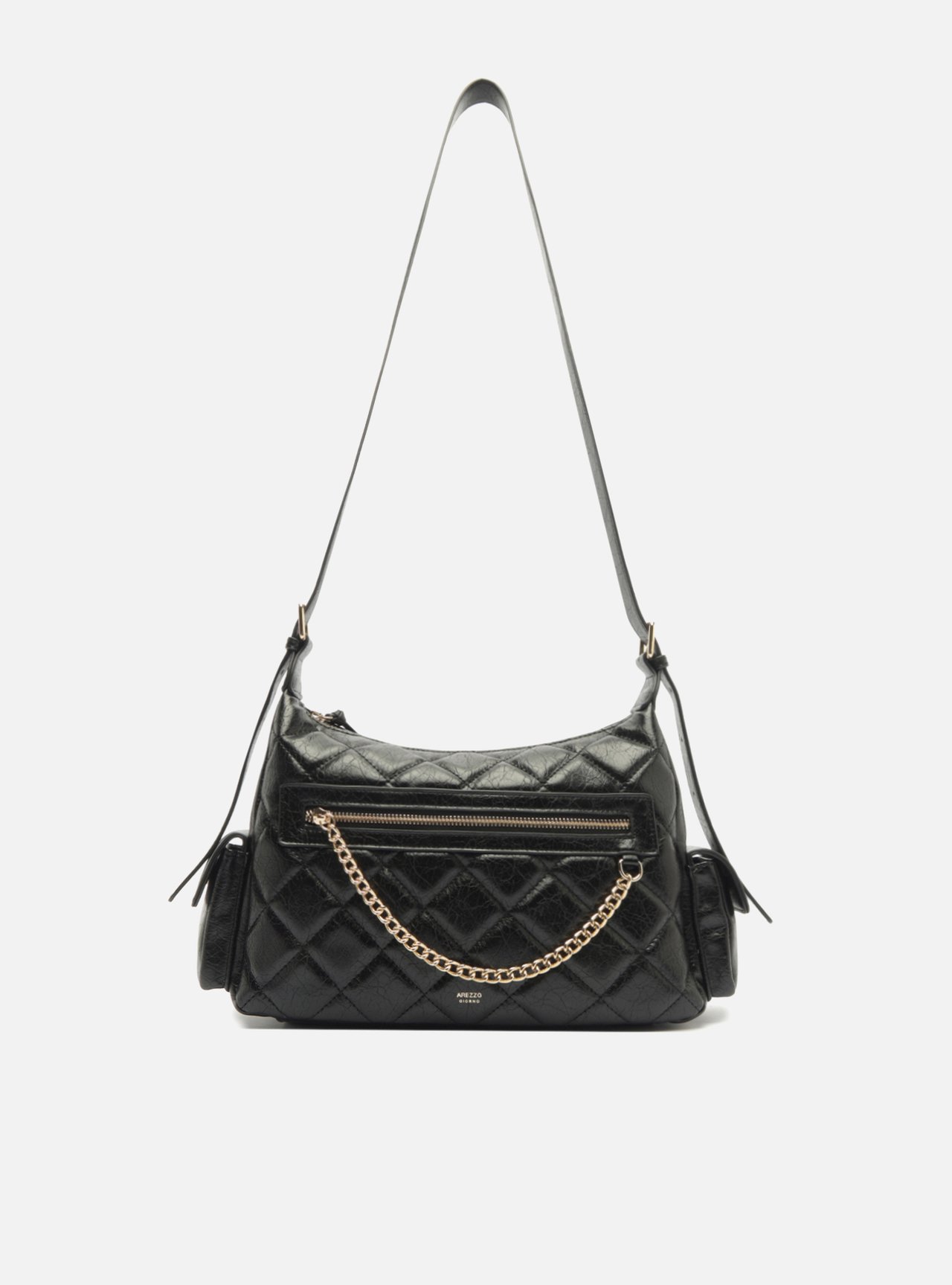 Bolsa Tiracolo Preta Média Matelassê Bolsos — foto 1
