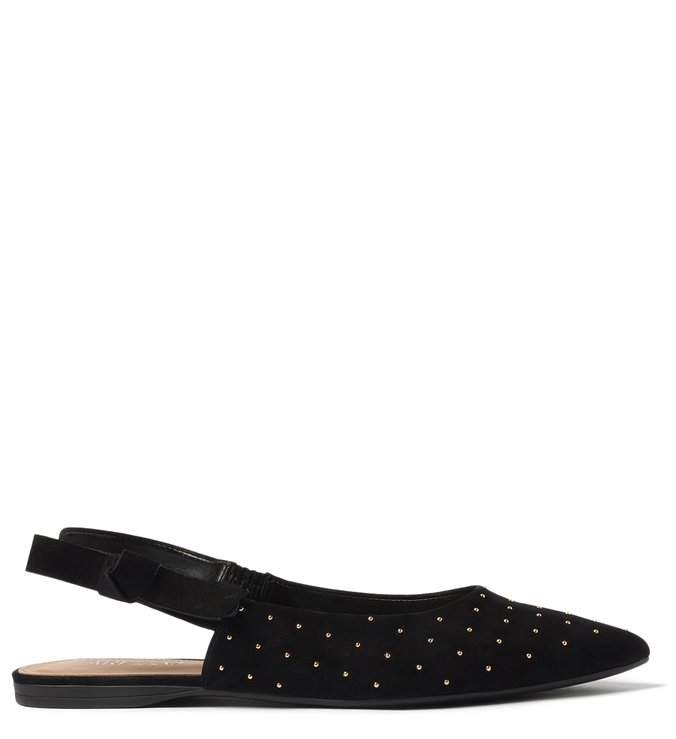 Sapatilha Preta Nobuck Slingback Tachas