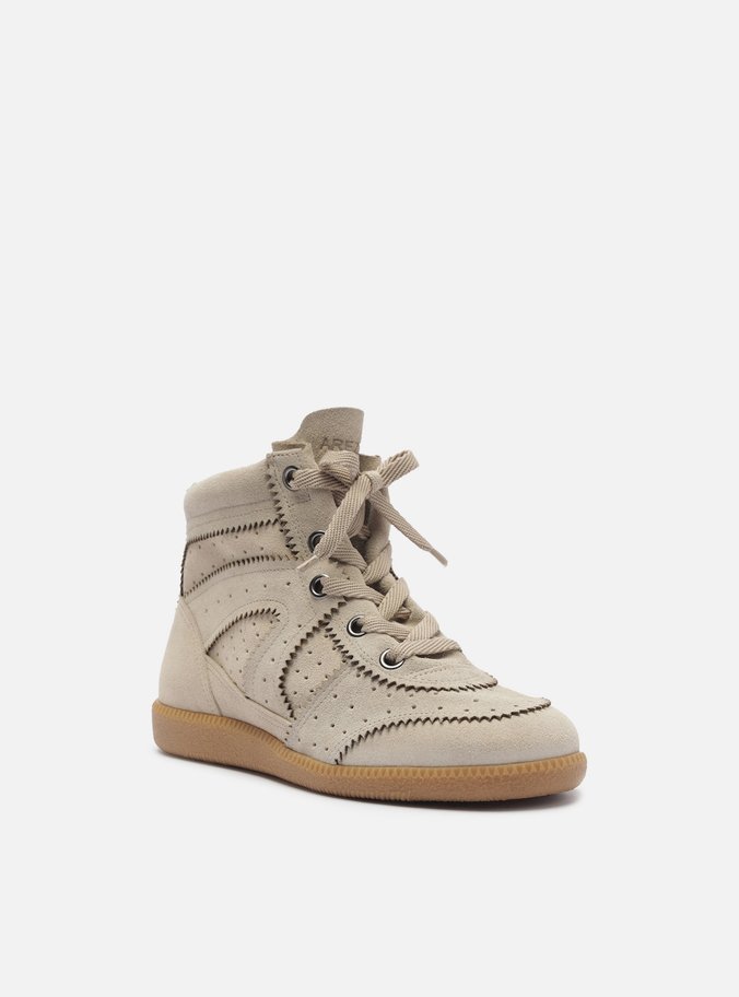 Tênis Sneaker Nude Camurça Cano Médio Amarração