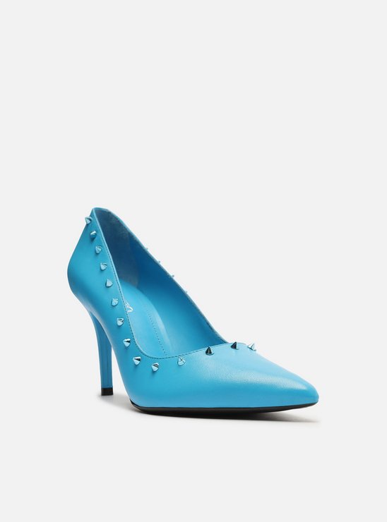 Scarpin Azul Couro Salto Fino