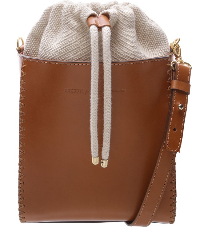 Arezzo x Lenny Niemeyer | Bolsa Bucket Tiracolo Pequena Cedro e Natural