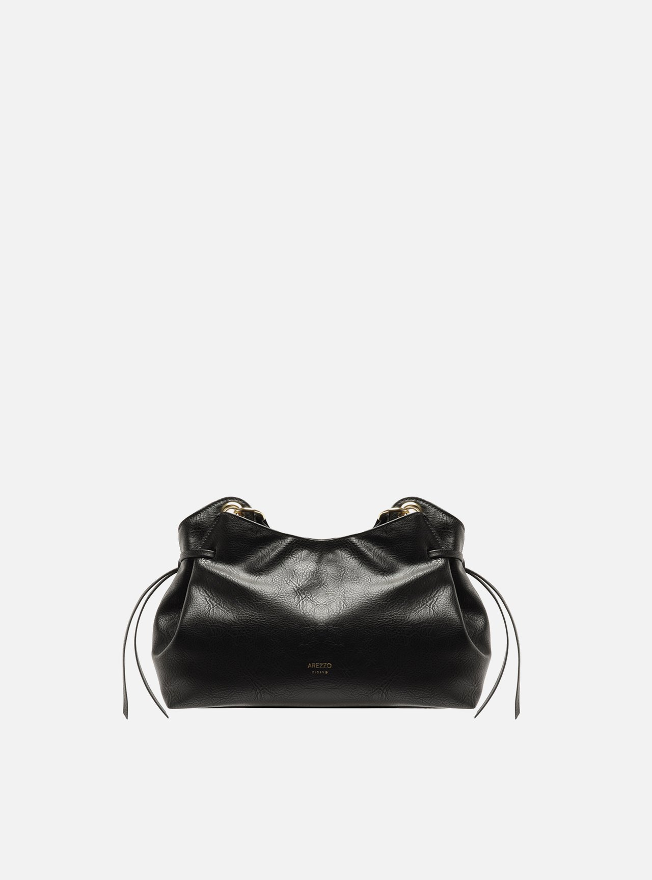 Bolsa Tiracolo Preta Média Franzida — foto 1
