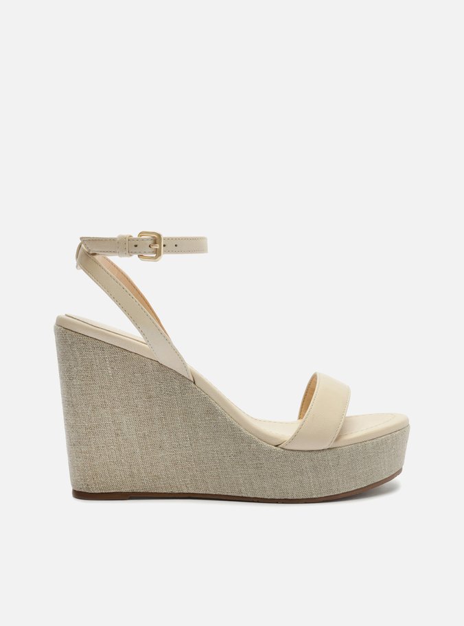 Sandália Off-White Plataforma Tiras Cassis