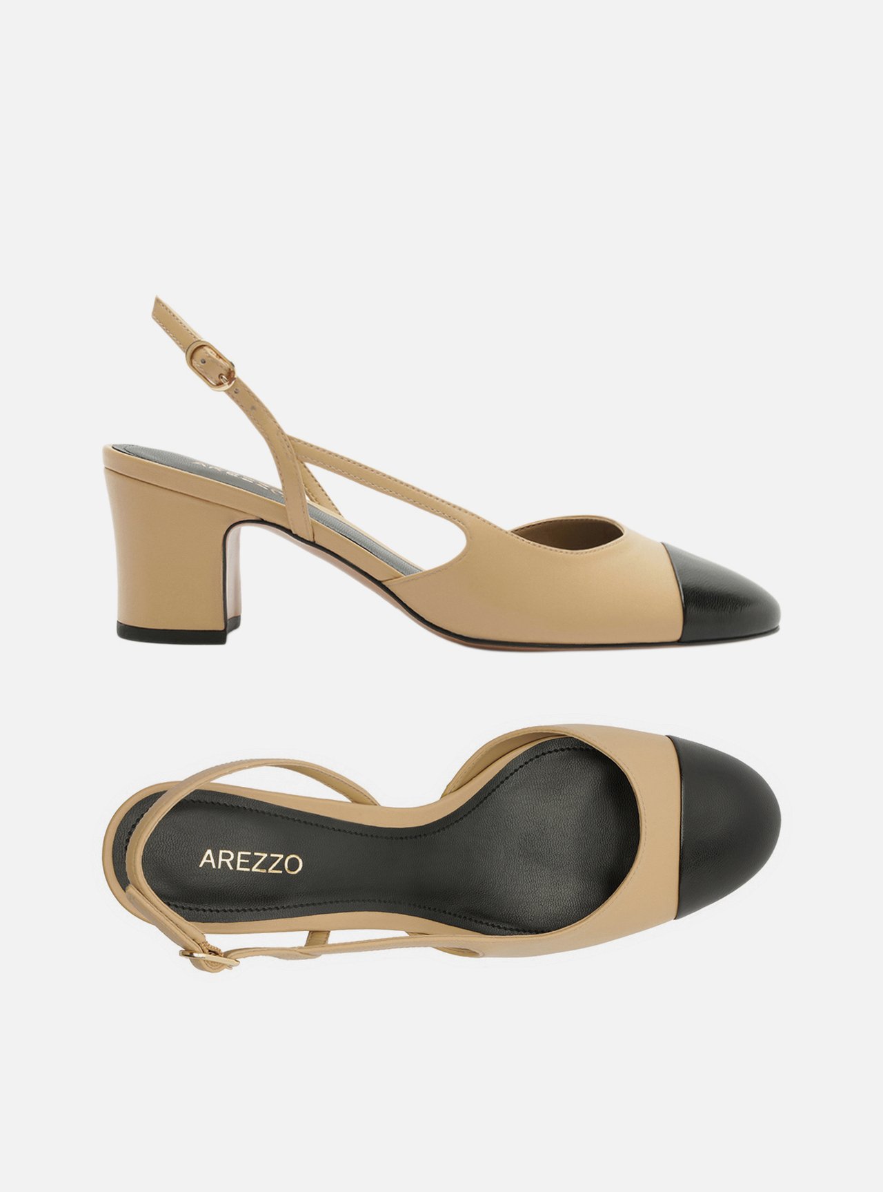 Scarpin Marrom Couro Salto Bloco Slingback — foto 5