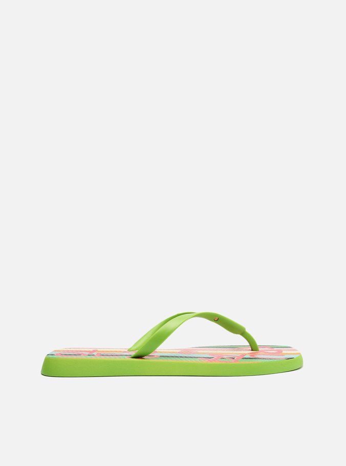 Kit Chinelo de Dedo Verde Listras e Bag Fruttare