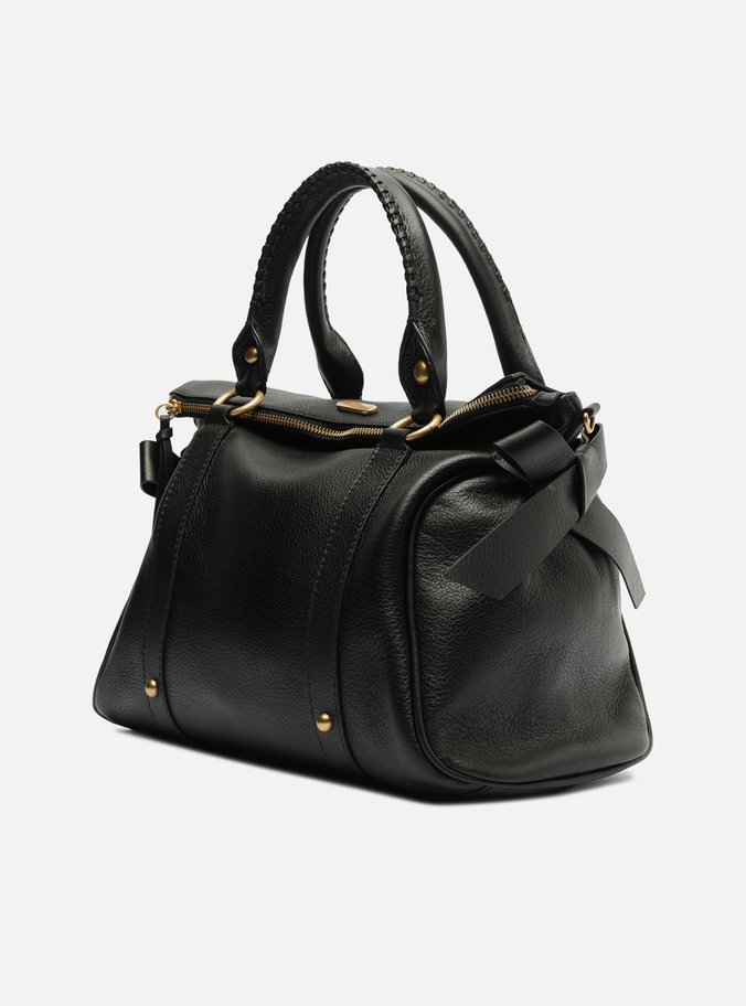 Bolsa Tote Preta Couro Grande Alças Mix