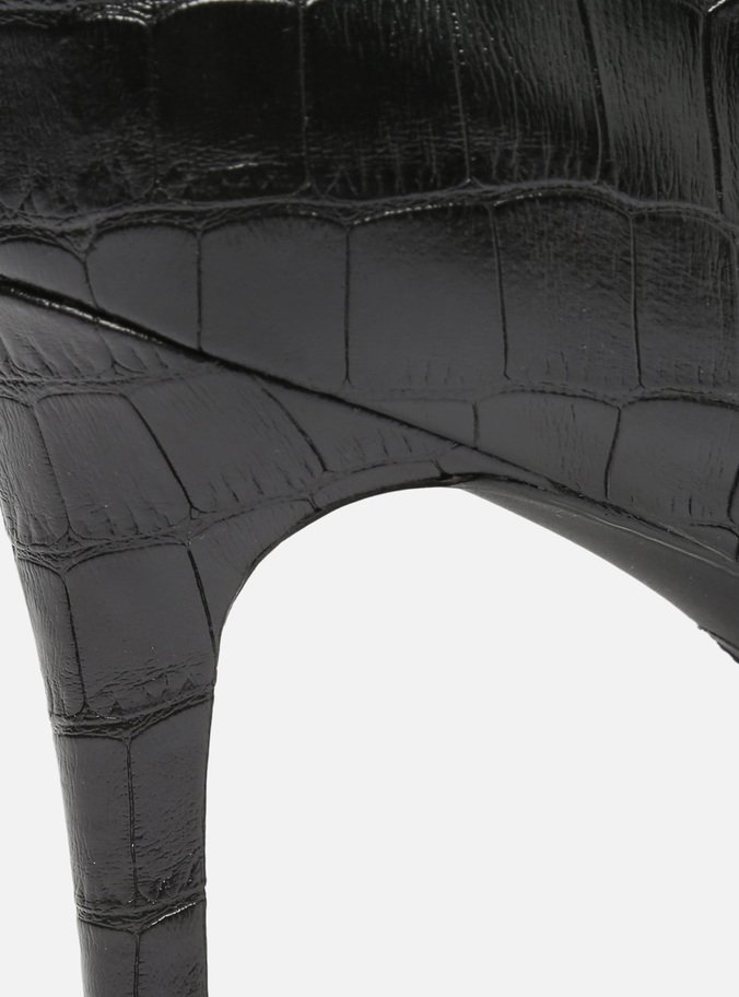 Bota Preta Croco Cano Longo Salto Fino