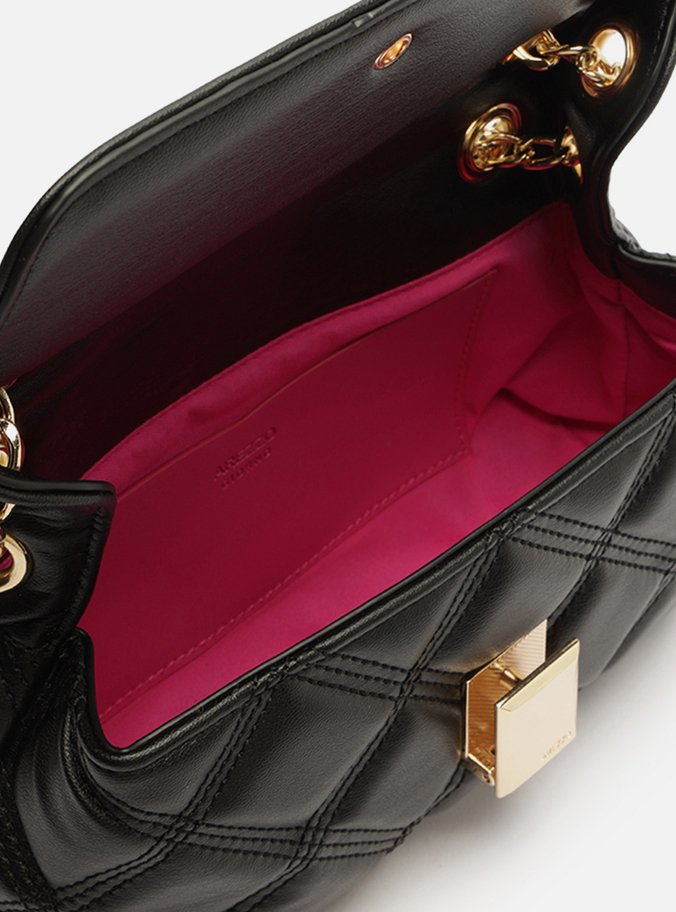 Bolsa Tiracolo Preta Matelassê Pequena Corrente