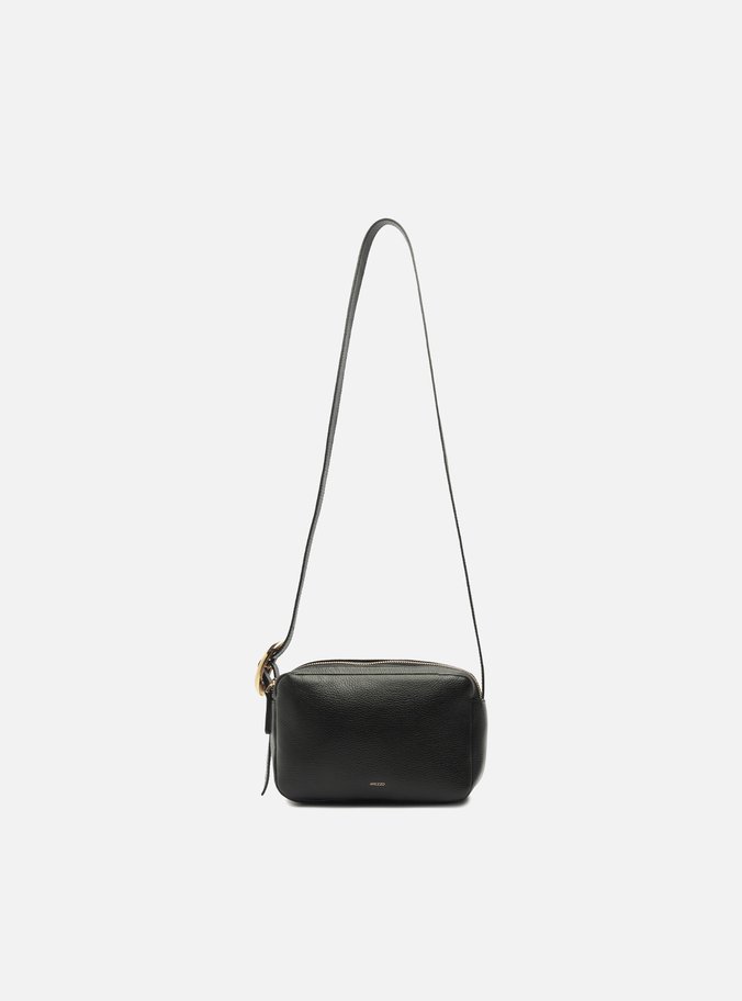 Bolsa Tiracolo Preta Couro Pequena Básica