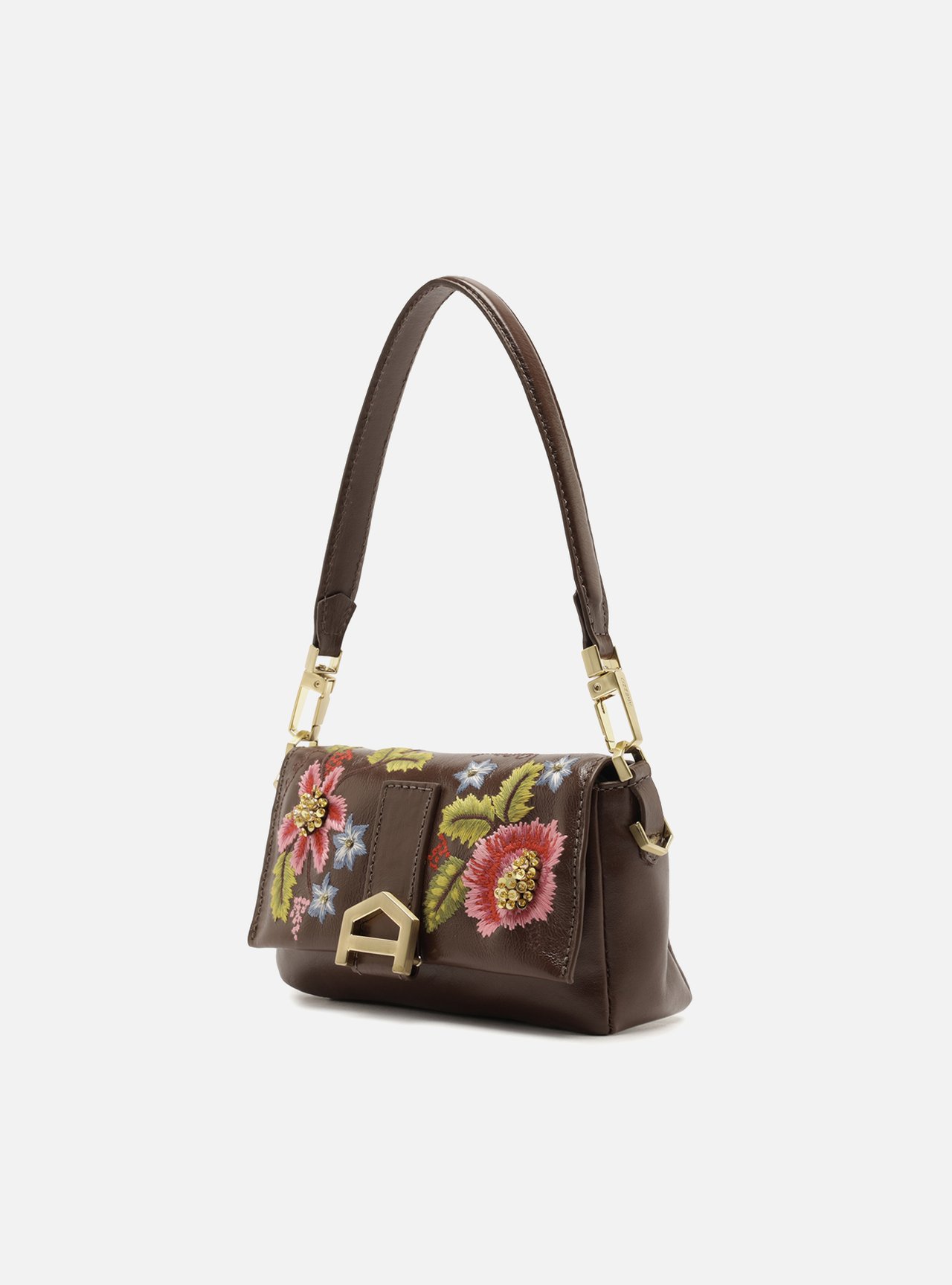 Bolsa Tiracolo Marrom Couro Pequena — foto 2