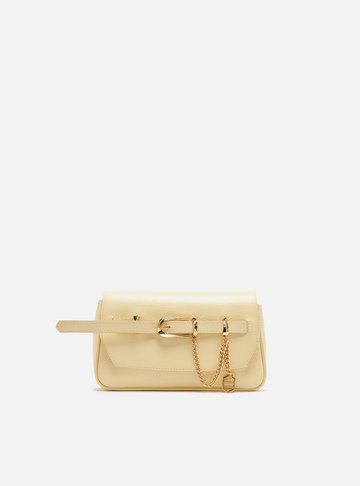 Bolsa Tiracolo Amarela Couro Pequena Tira Fivela