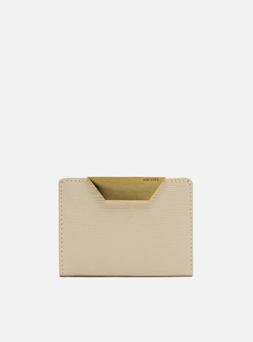 Porta-Cartões Off White Couro Wave Pequeno Metal