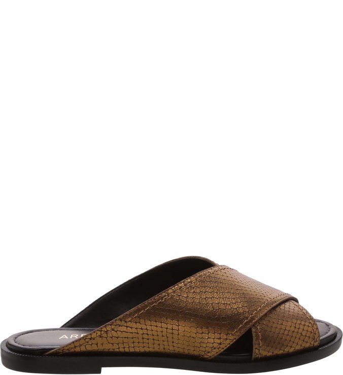 Chinelo West Side Couro Tiras Bronze