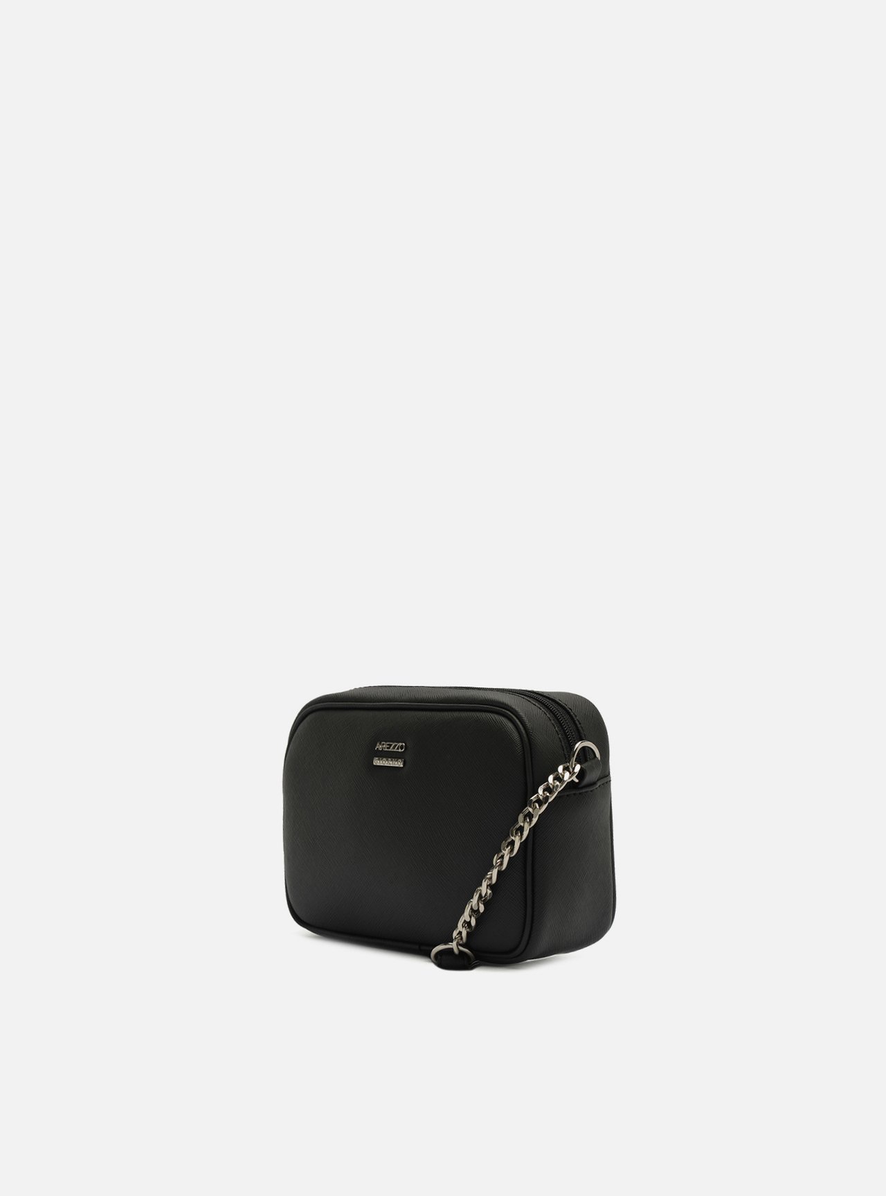 Bolsa Tiracolo Preta Pequena Corrente Metálica — foto 2