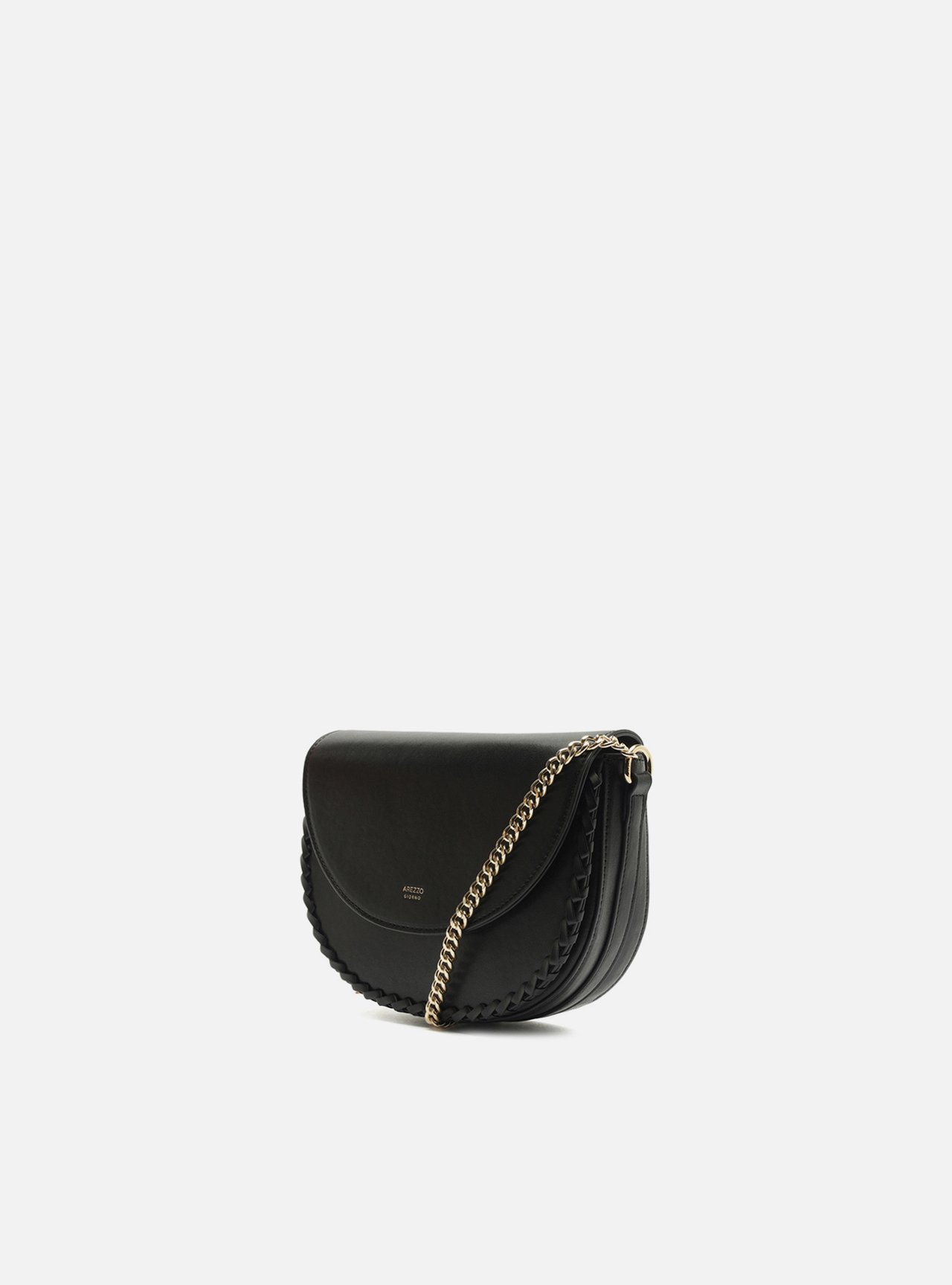 Bolsa Tiracolo Preta Pequena Corrente Tampo — foto 2