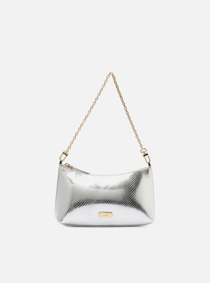 Bolsa Tiracolo Prateada Snake Pequena Corrente