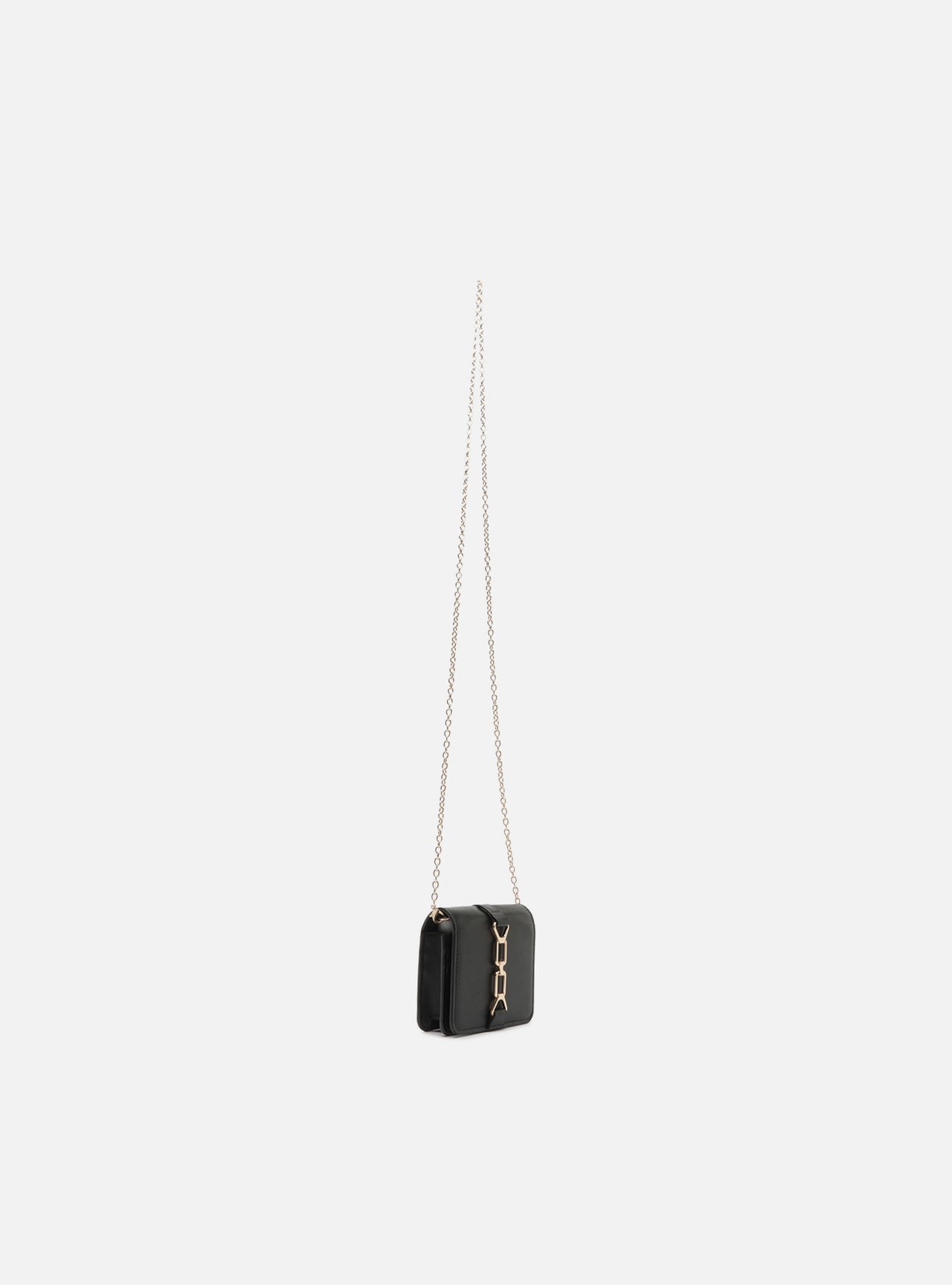 Bolsa Tiracolo Preta Pequena Corrente Dourada — foto 5