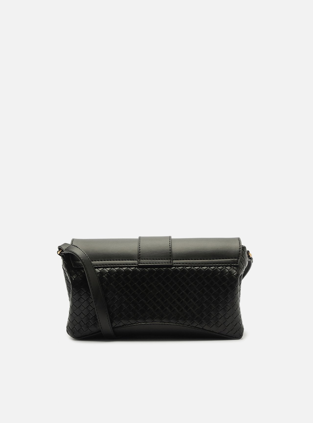 Bolsa Tiracolo Preta Média Tressê Metal Orgânico — foto 3