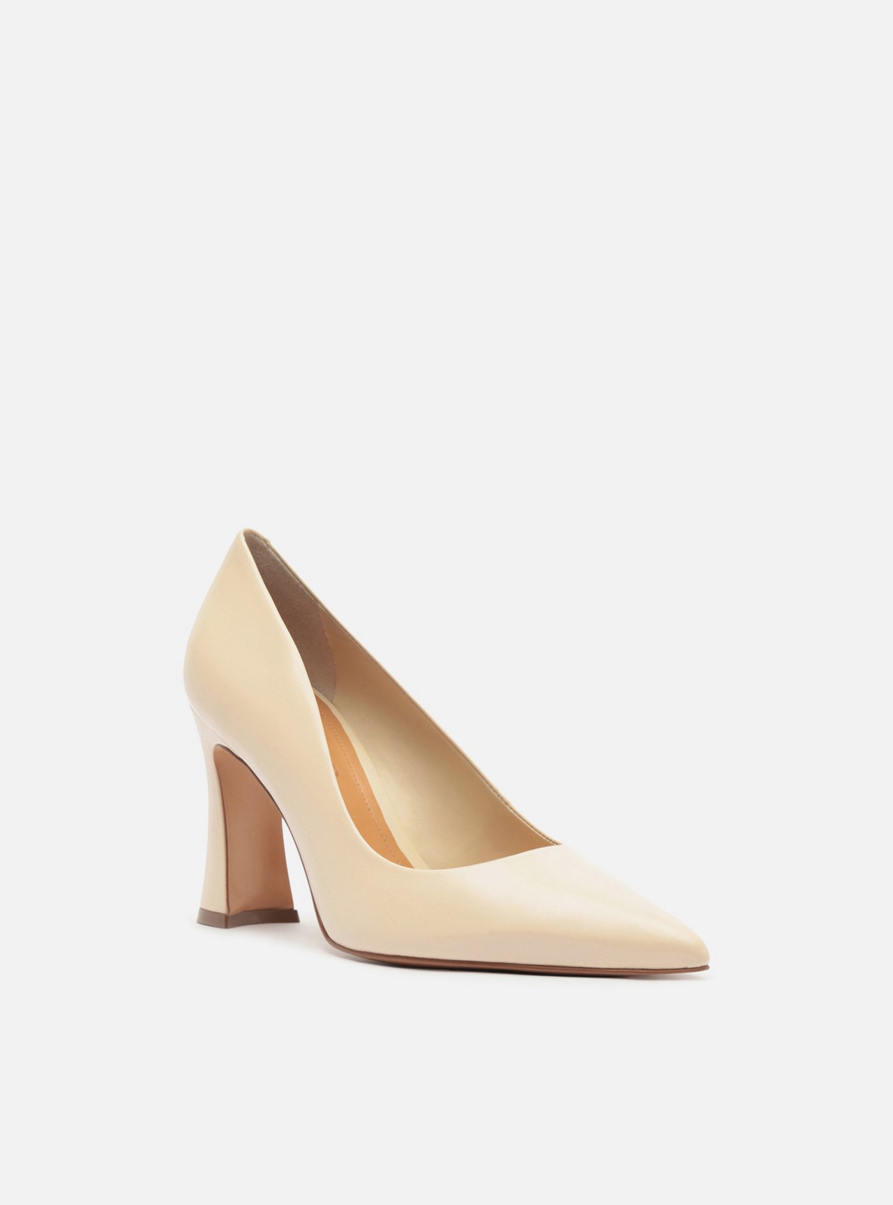 Scarpin Off White Couro Salto Alto Bloco Flare — foto 2