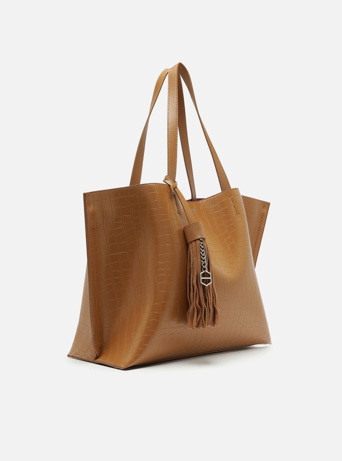 Bolsa Shopping Marrom Croco Valentina Grande