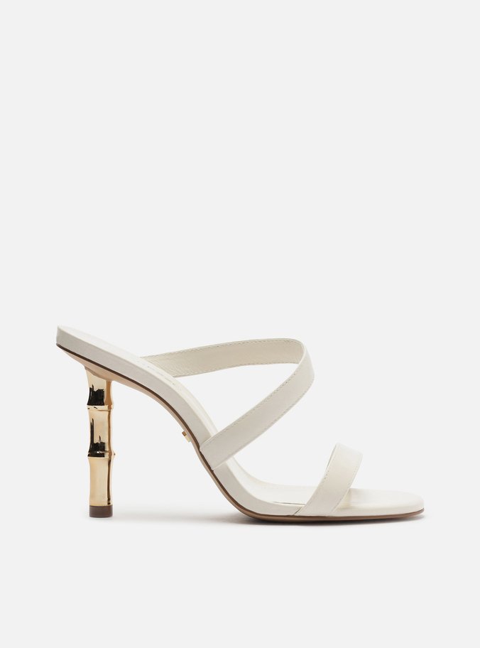 Sandália Branca Salto Fino Tira Dupla