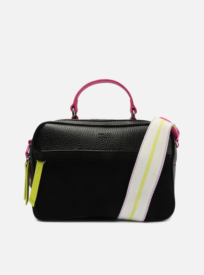 Bolsa Tiracolo Preta Prione Média Rosa